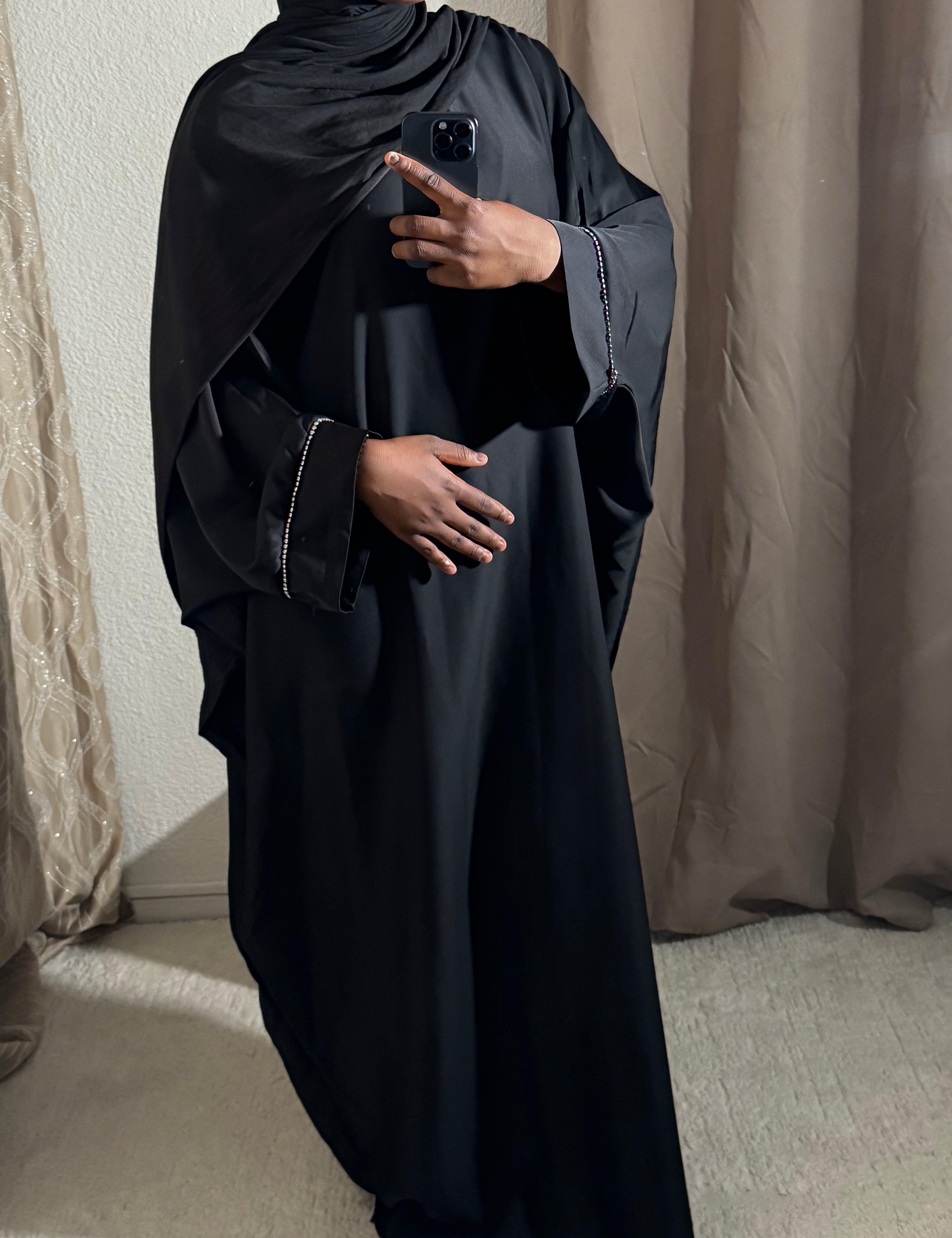 Abaya sade à strass