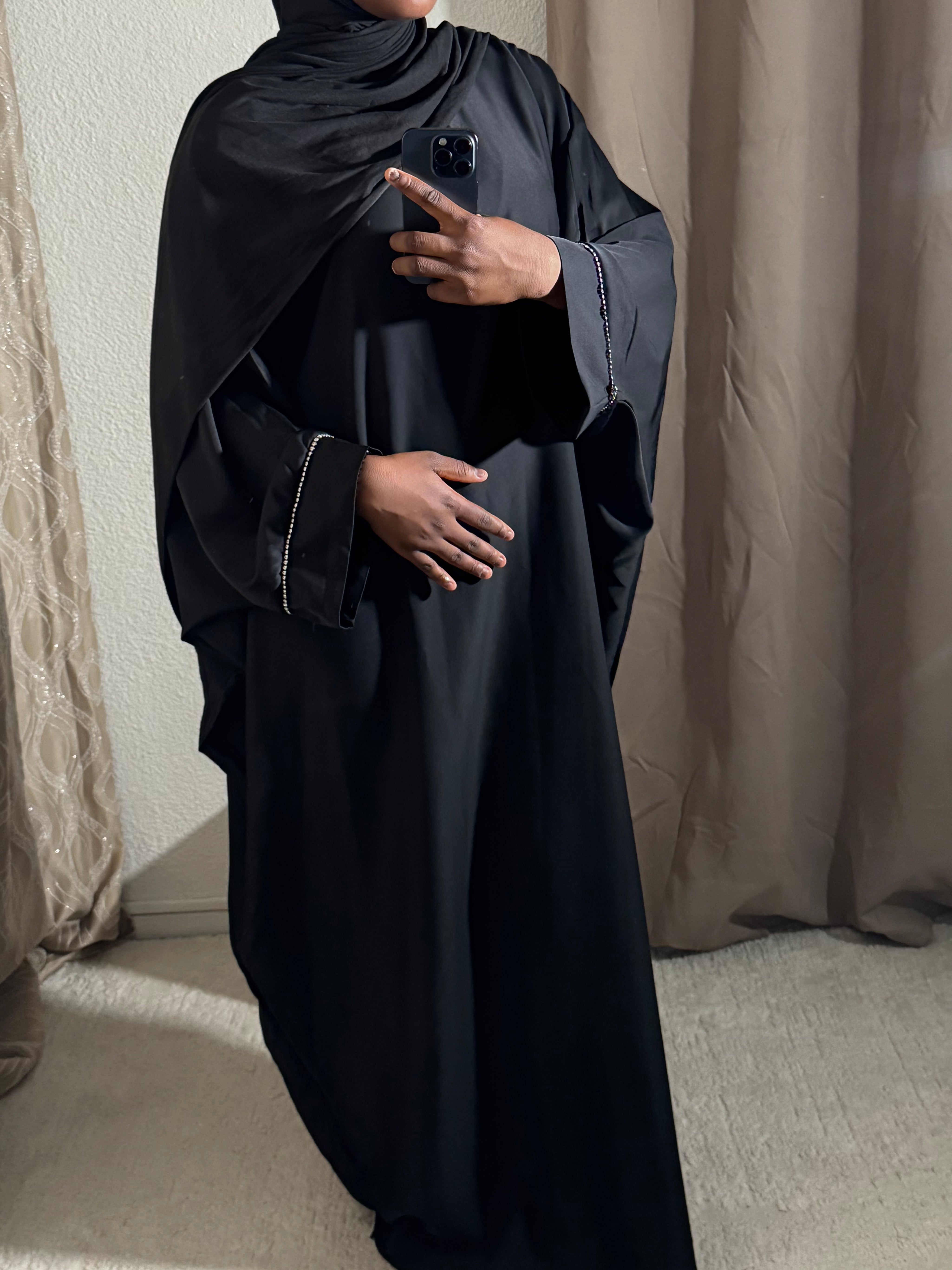 Abaya sade à strass