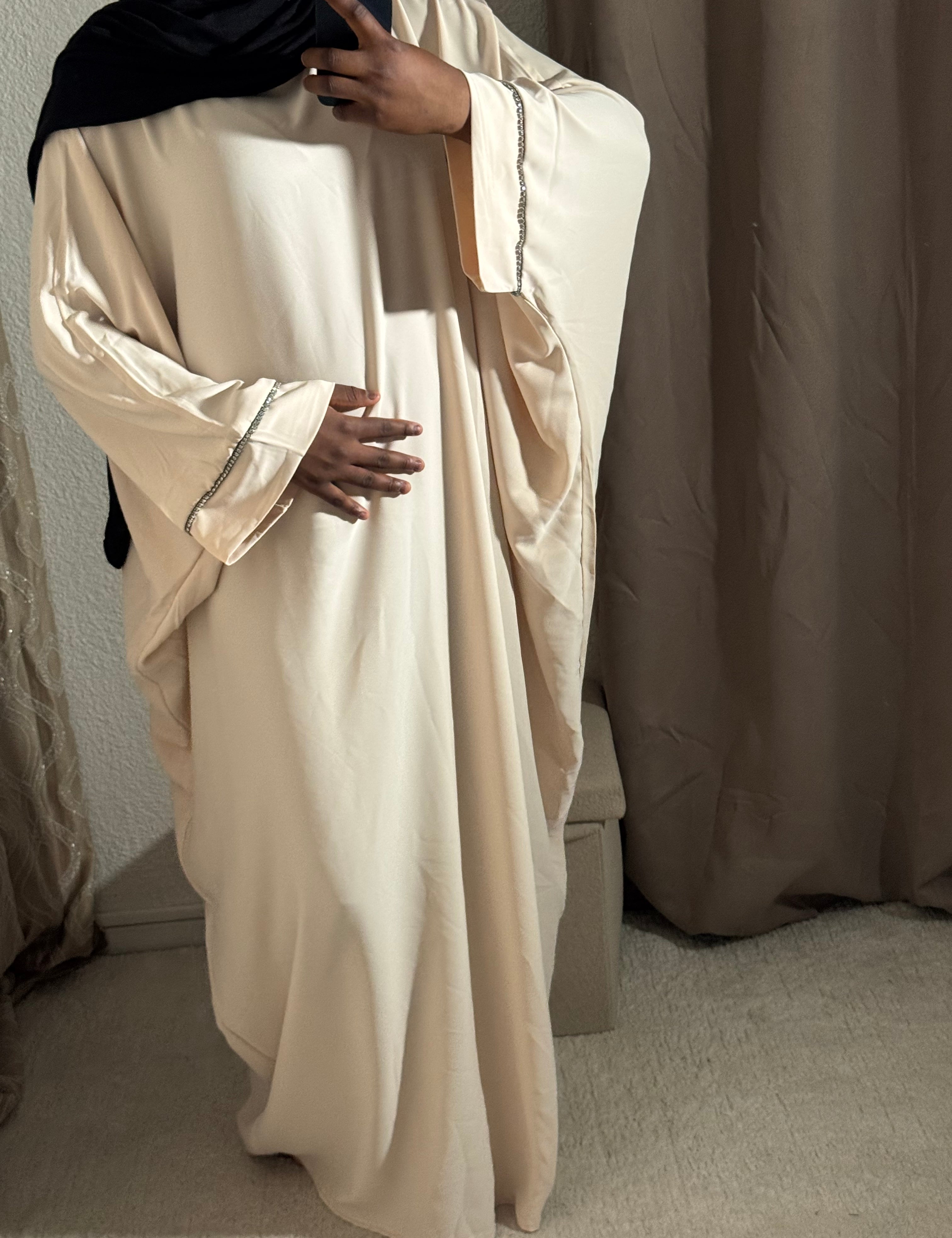 Abaya sade à strass