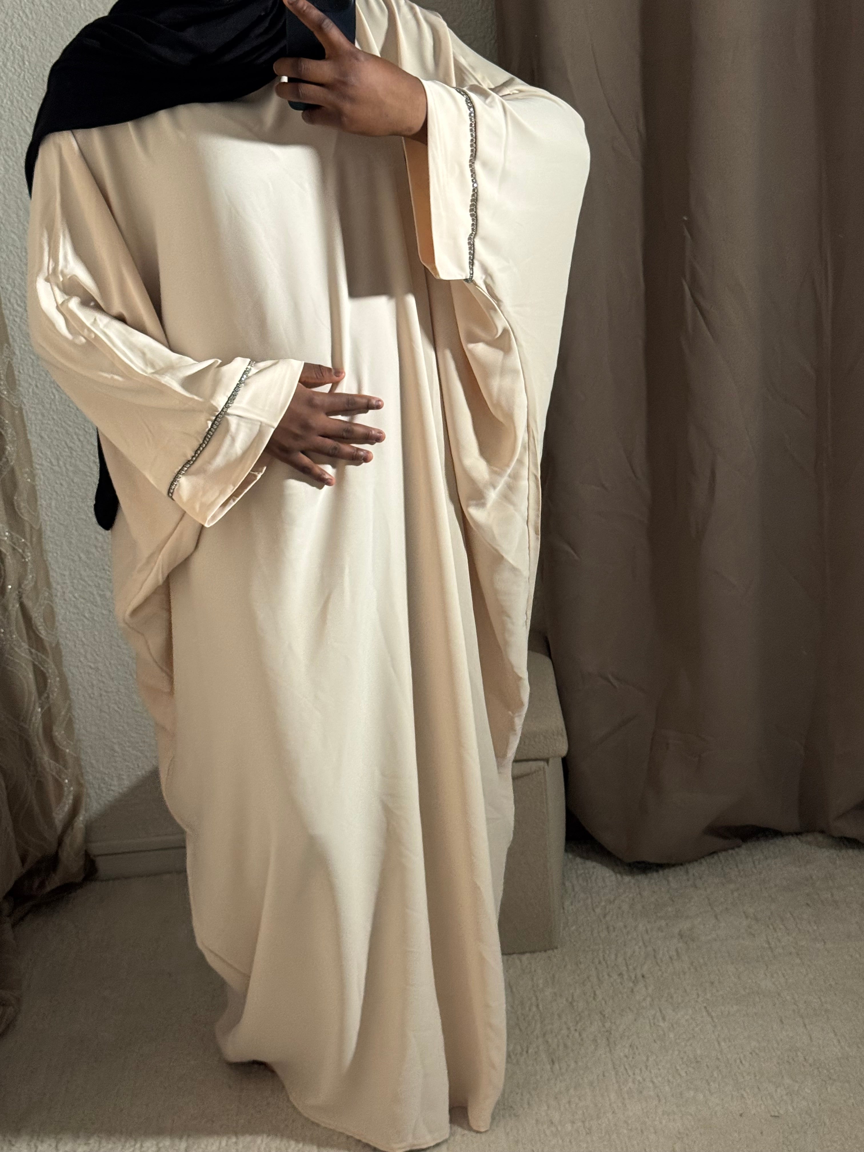 Abaya sade à strass