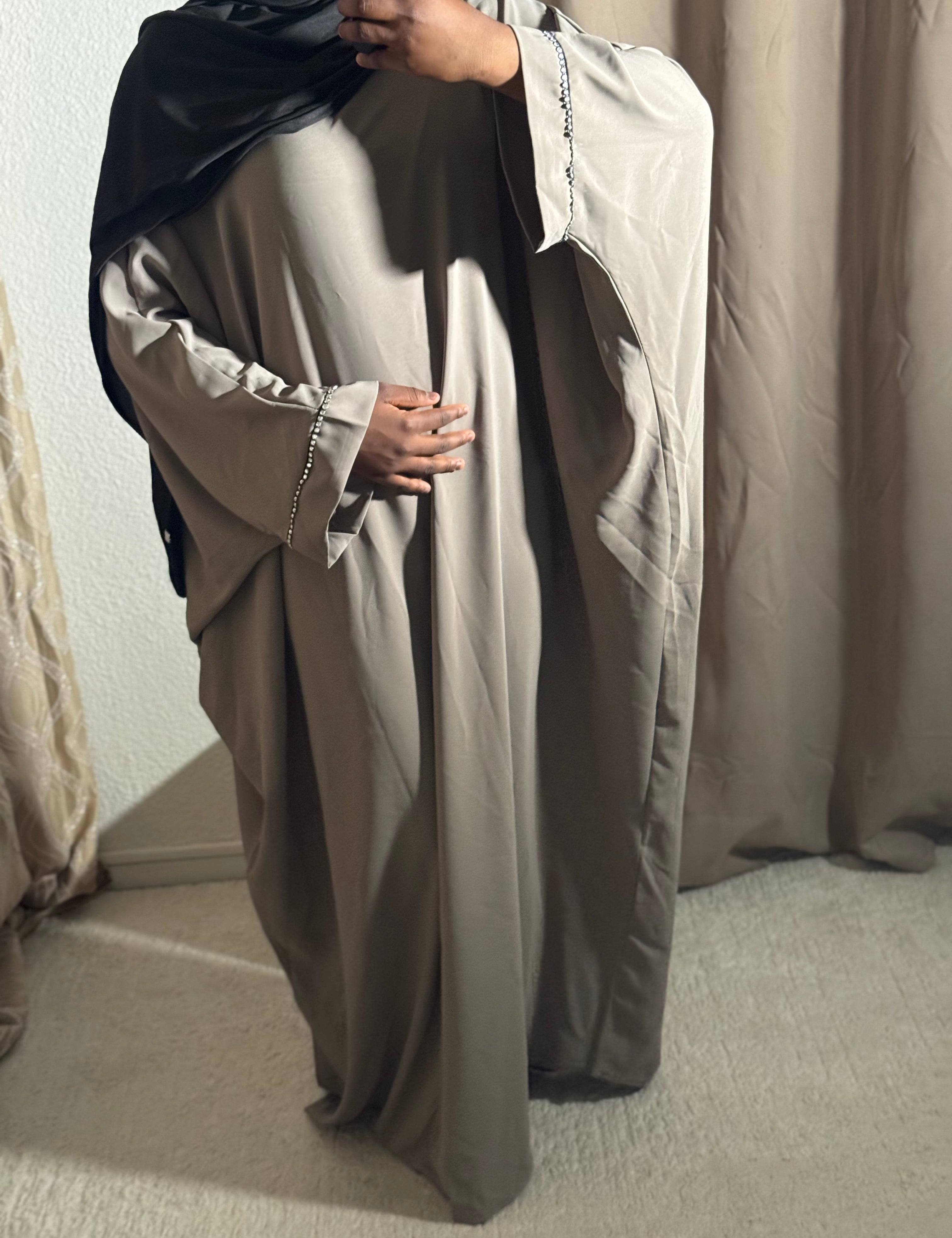 Abaya sade à strass