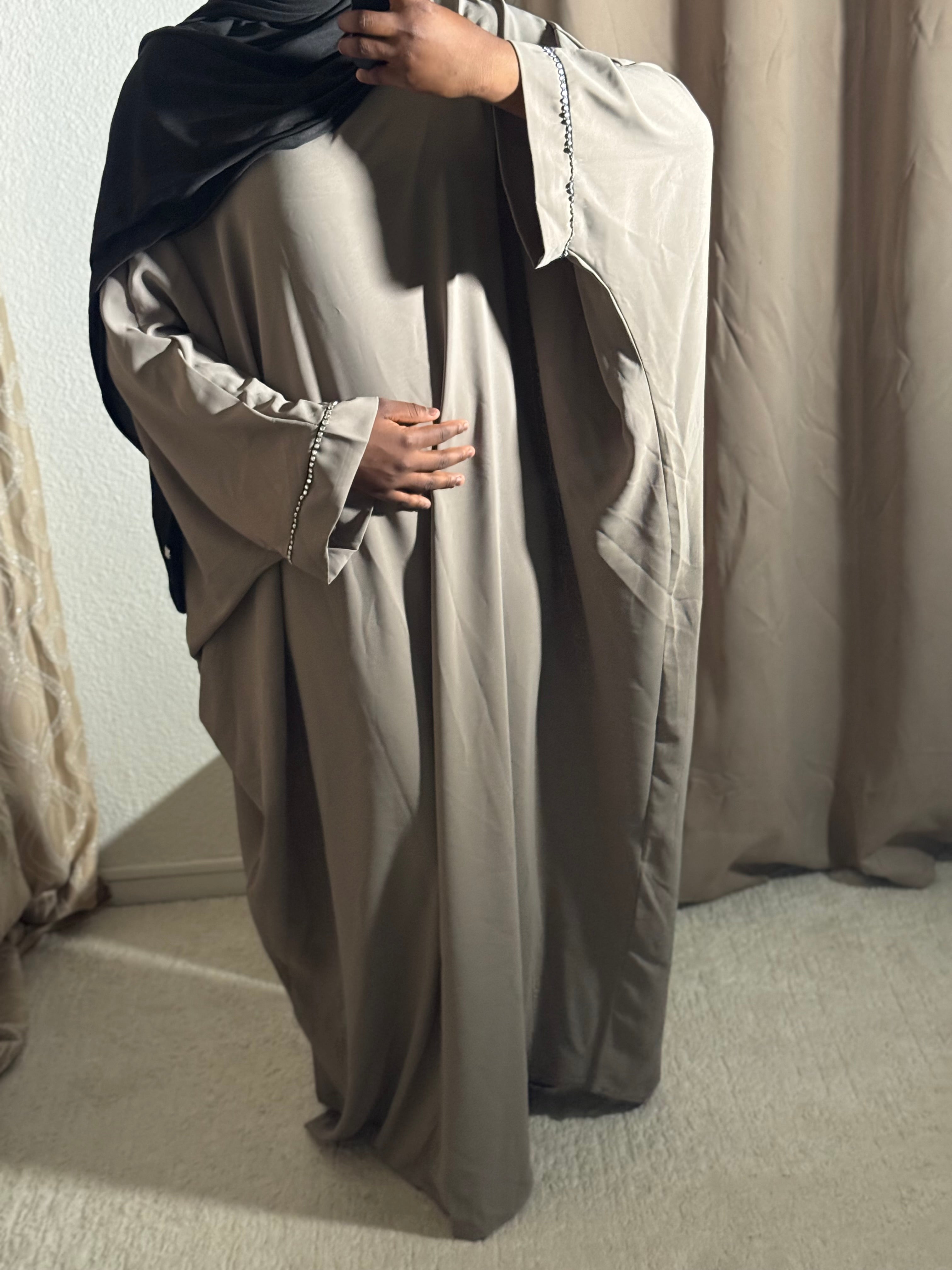 Abaya sade à strass