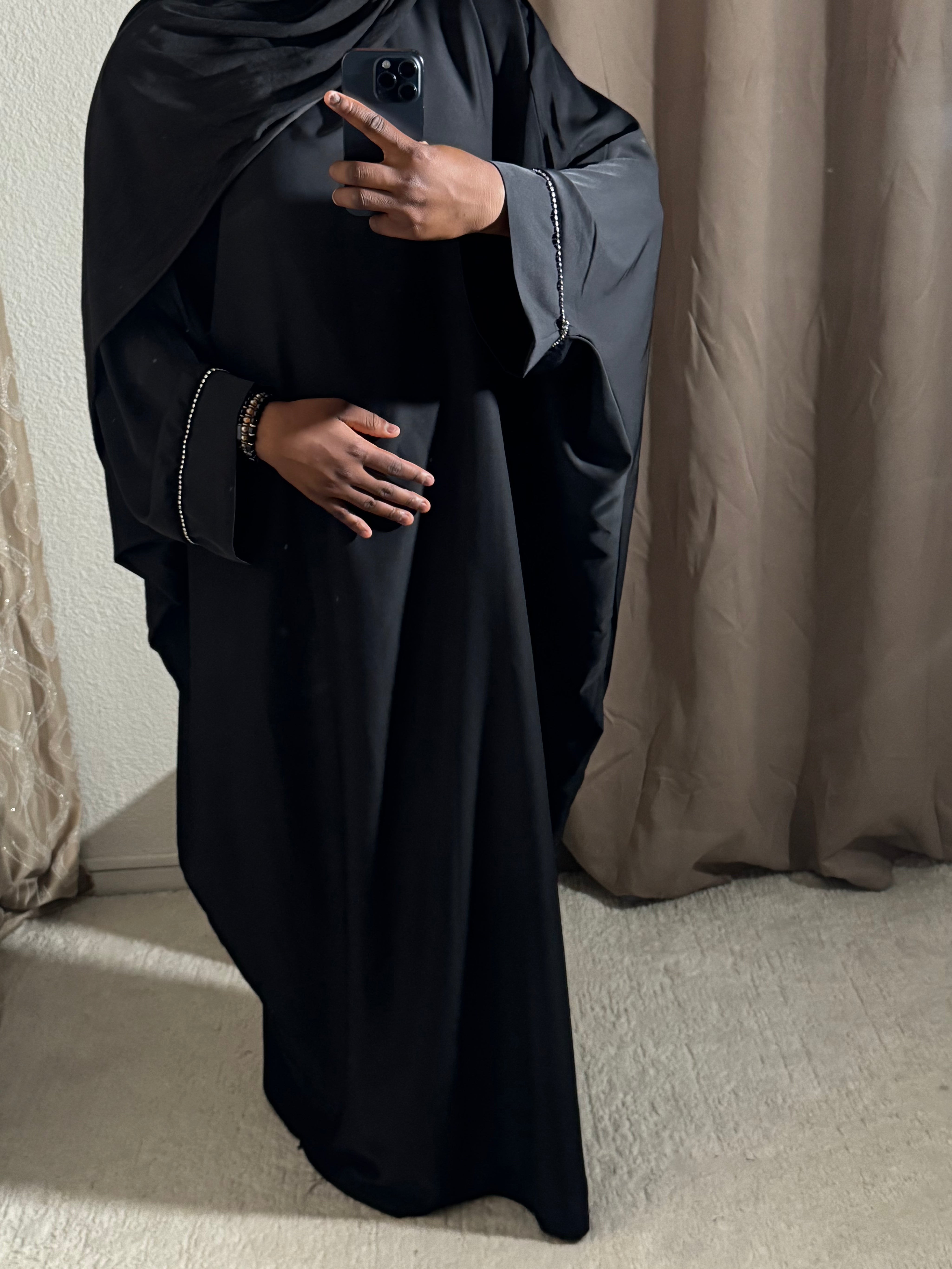 Abaya sade à strass