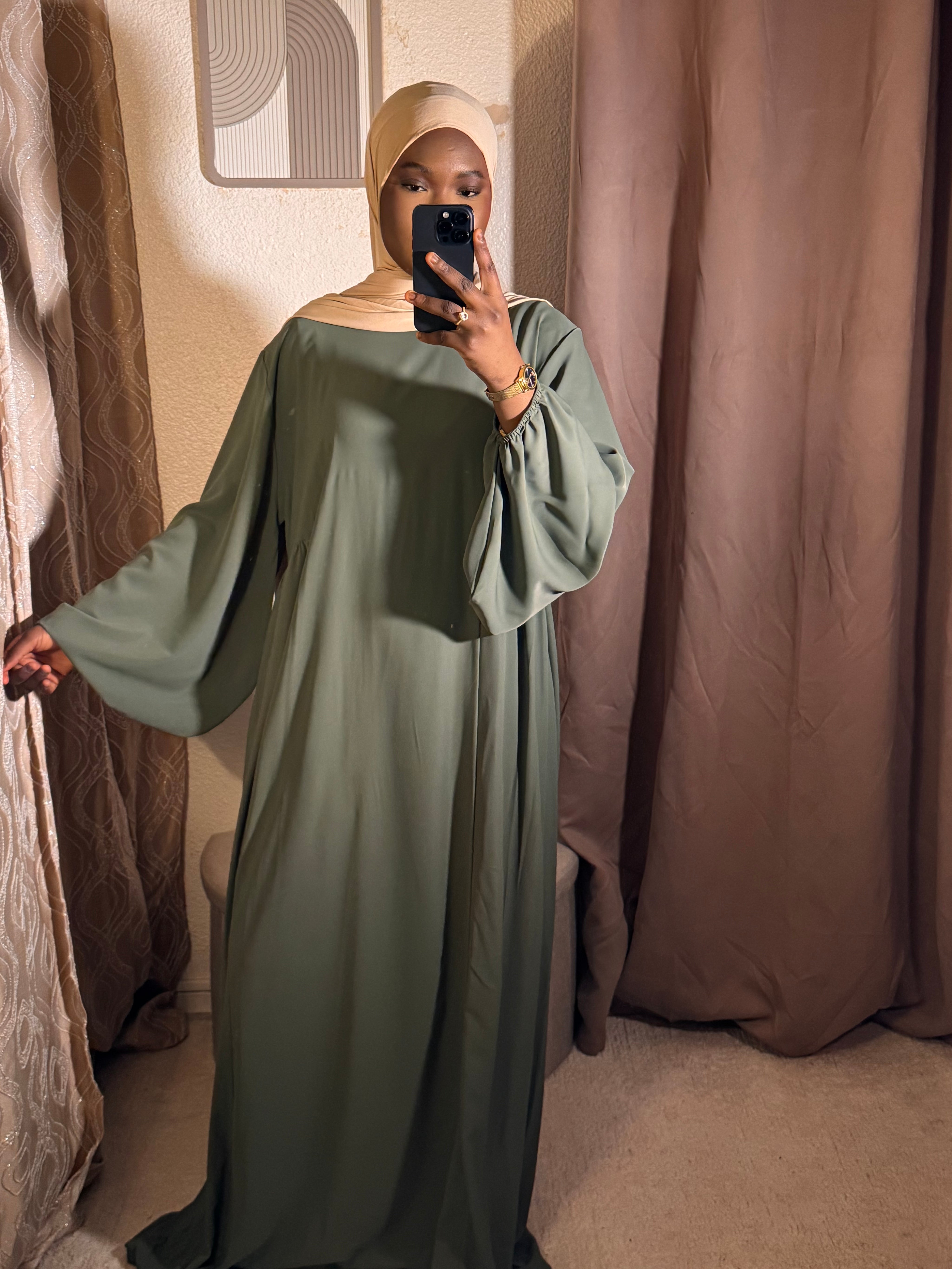 Abaya manche bouffante