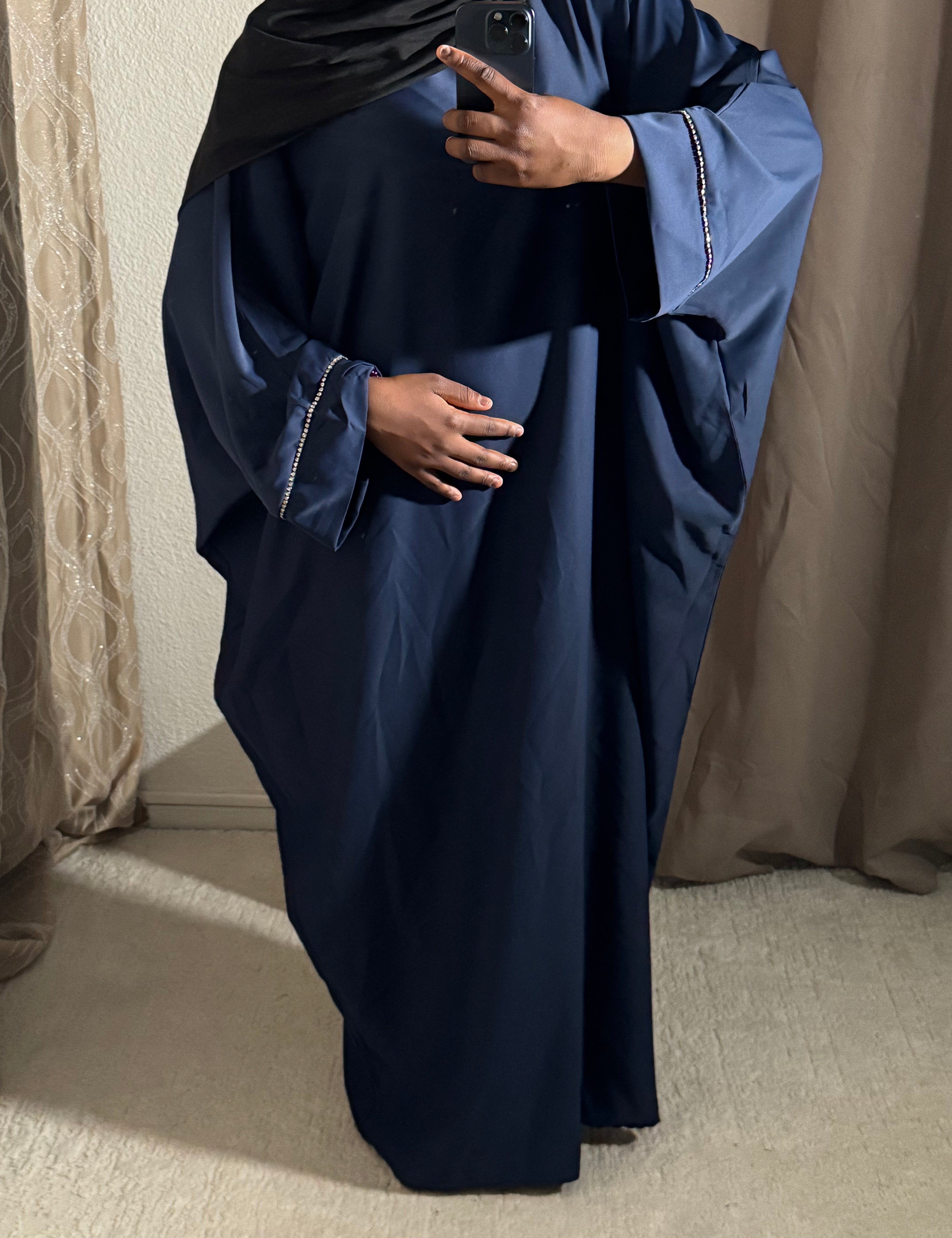 Abaya sade à strass
