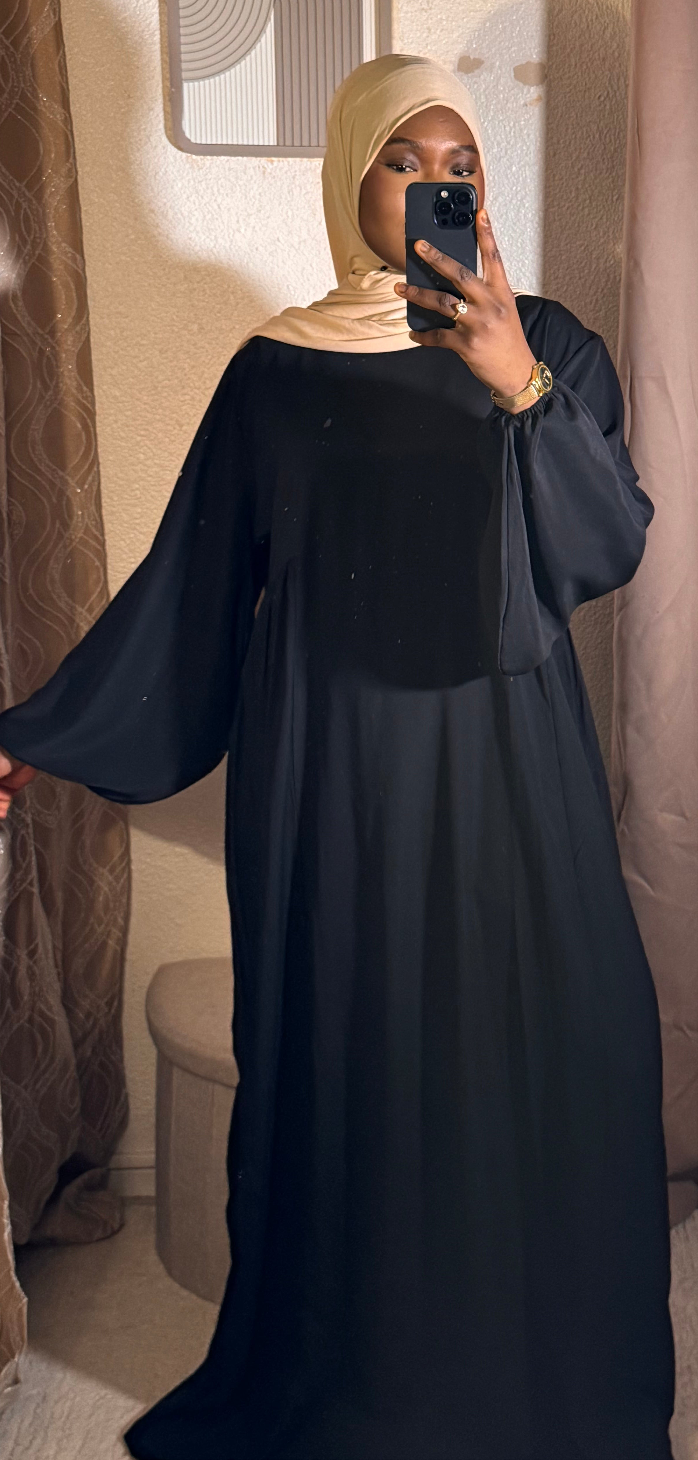 Abaya manche bouffante